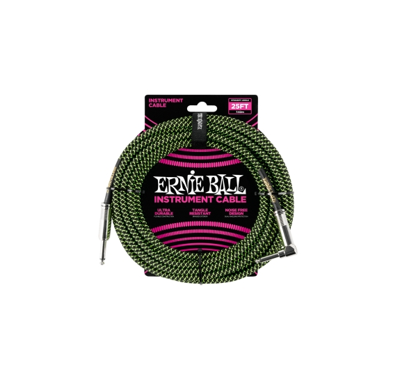 ERNIE BALL SZÖVETKÁBEL FEKETE/ZÖLD - 7,65m