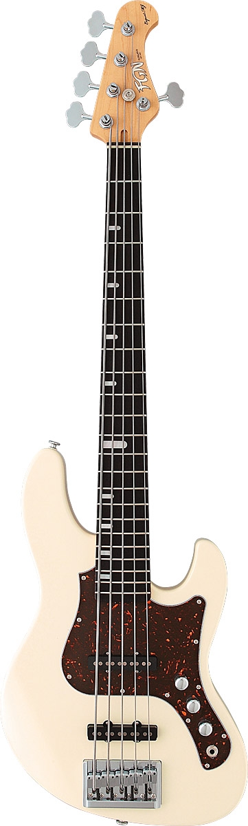 FGN Bass Guitar, Expert Mighty Jazz 5, Antique White, 5-string, Case -  MusicMall HangszerHáz