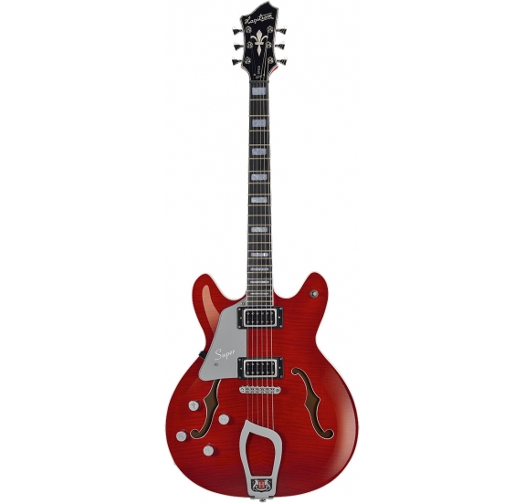 HAGSTROM Electric Guitar, Super Viking, Wild Cherry Transparent Flame, Left-hand