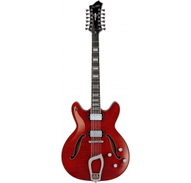 HAGSTROM Electric Guitar, Viking DLX, Wild Cherry Transparent, 12-string