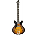 HAGSTROM Bass Guitar, Viking, Tobacco Sunburst, Left-hand